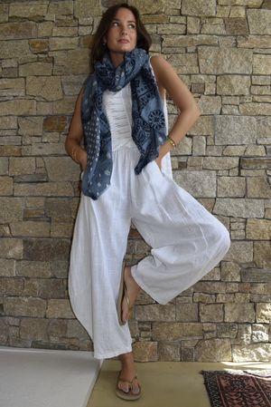 Frame Cotton Vintage Wash Barrel Pant White